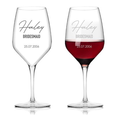 Personalised Etched Stemless Wine Glass