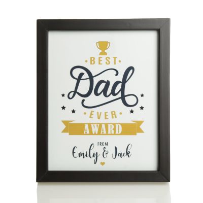 Personalised Best Dad Ever Award in Deluxe Timber Frame