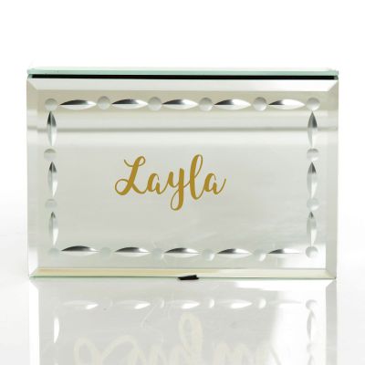 Personalised Glass Mirror Jewellery Box with Bevelled Edge