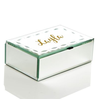 Personalised Glass Mirror Jewellery Box with Bevelled Edge