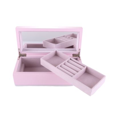 Personalised Modern Sleek Compact Pink Jewellery Box