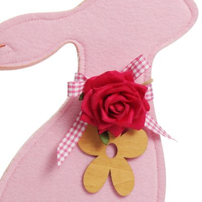 Personalised Pink Felt Bunny Ornament Detail (bunny facing left)