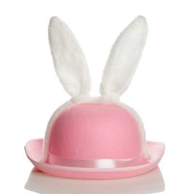 Personalised Pink Felt Easter Hat with Fluffy Bunny Ears 