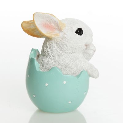 Personalised Polyresin Easter Bunny in Baby Blue Egg