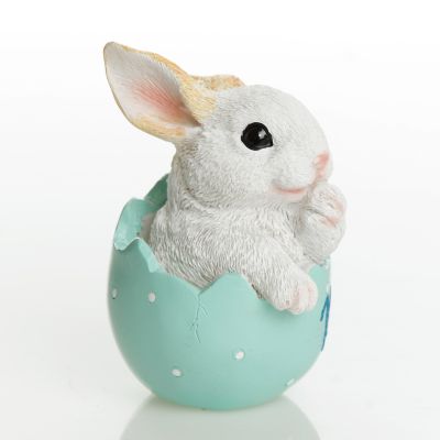 Personalised Polyresin Easter Bunny in Baby Blue Egg