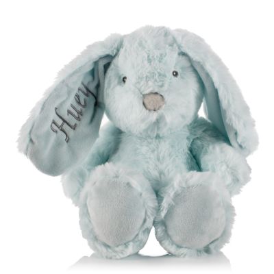 Personalised Soft Fluffy Plush Blue Embroidered Bunny Rabbit