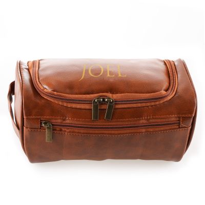 Personalised Toiletry Bag - Tan