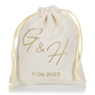 Personalised Velvet Wedding Favour Bag Bomboniere