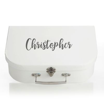 Personalised White Suitcase Keepsake Box