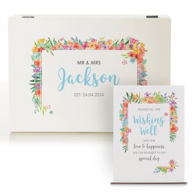 Personalised Spring Fresh Wedding Wishing Well Keepsake Box