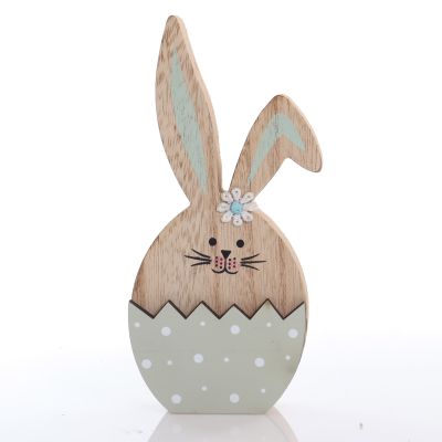 Personalised Wooden Easter Bunny in Egg Ornament - Mint