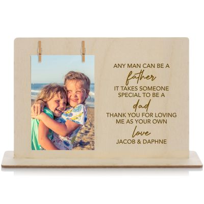 Personalised Any man can be a Father Etched Peg Photo Frame Board