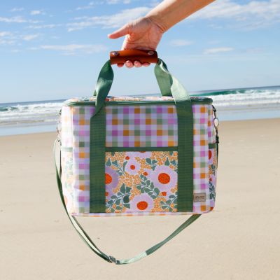 Pink and Green Spring Floral Picnic Cooler Bag