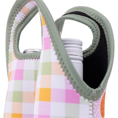 Pink and Green Spring Floral Picnic Wine Cooler Bag