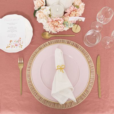 Pink Charger Plate with Gold Edging