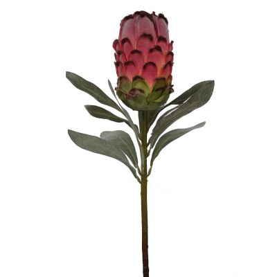 Pink Flocked Protea Spray 75cm