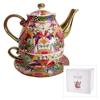 Milano China Tea for One - Gold and Red Parrot