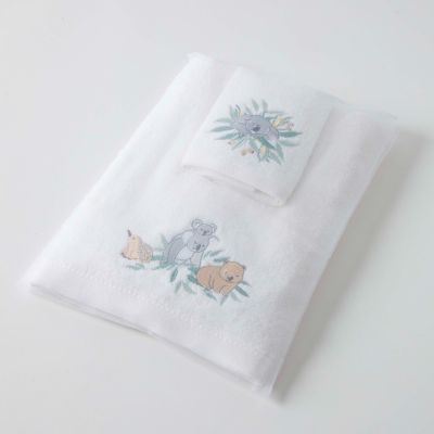 Personalised Koala Cuddles Bath Towel & Face Washer in Organza Bag