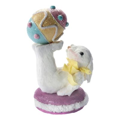 White Bunny with Easter Egg on Purple Macaron Ornament 38cm(H)