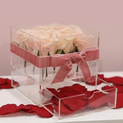 Romantic 'Everlasting Roses and Chocolates' Crystal Acrylic Giftbox