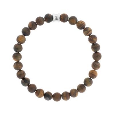 Steel and Barnett - Stones Basic - Matte Tiger Stone Stretch Bead Bracelet - Small