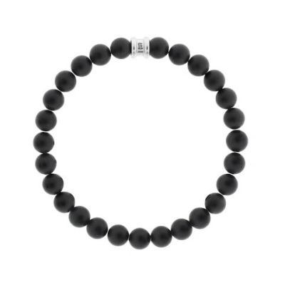 Steel and Barnett - Stones Basic - Matte Black Stone Stretch Bead Bracelet - Medium