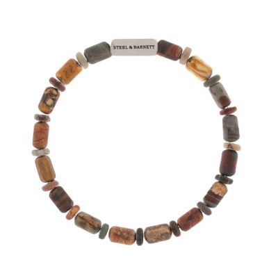 Steel and Barnett - Colourful Cal - Matte Pine Stone Stretch Bead Bracelet - Medium