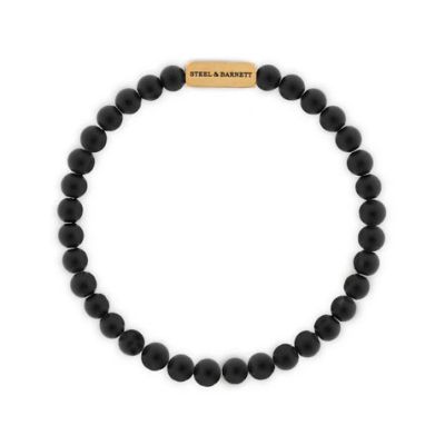 Steel and Barnett - Natural Ned - Matte Black Stone Bracelet - Matte Gold - Medium