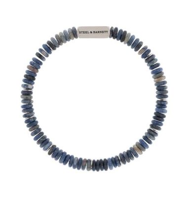 Steel and Barnett - Two Tone - Matte Sodalite Stretch Bead Bracelet - Silver - Small