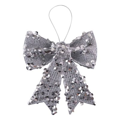 SIlver Glitter Sequin Bow 