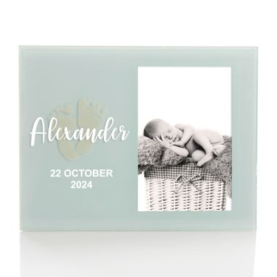 Personalised Baby Birth Photo Frame White Footprint