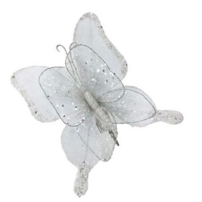 White Mesh Double Wing Butterfly Clip