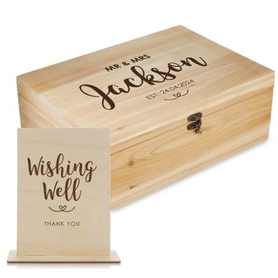 Personalised Cupid Wedding Wishing Well Natural Keepsake Box