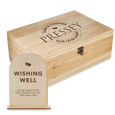 Personalised Our Love Story Wedding Wishing Well Natural Keepsake Box