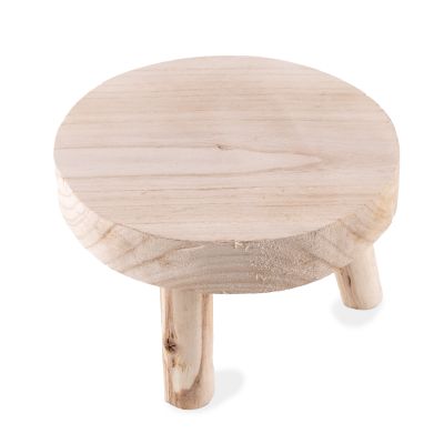 Wooden Footed Round Wooden Table Centrepiece - 12cm(Dia) 