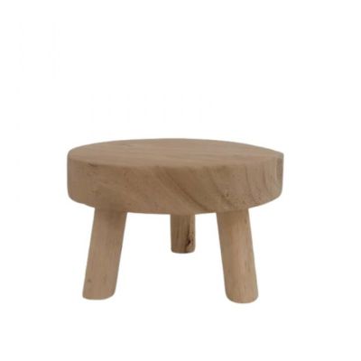 Wooden Footed Round Wooden Table Centrepiece - 12cm(Dia) 