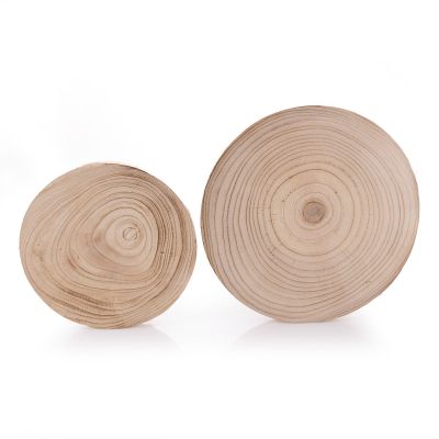 Wooden Footed Round Wooden Table Centrepiece - 34cm (Dia)